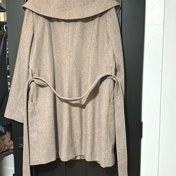 Merona Wool Blend Oatmeal/ Grey Color Long Peacoat with Belt - Picture 8 of 13